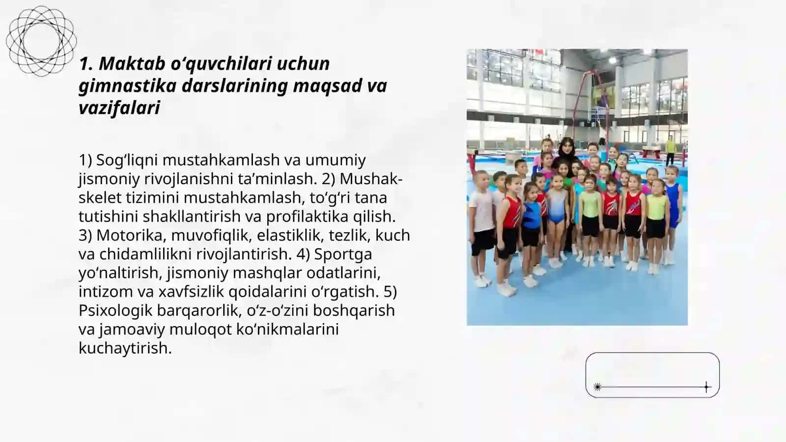 Maktab oʻquvchilari gimnastika oʻrgatish 3