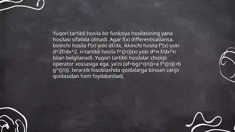 Yuqori tartibli hosilalar 3