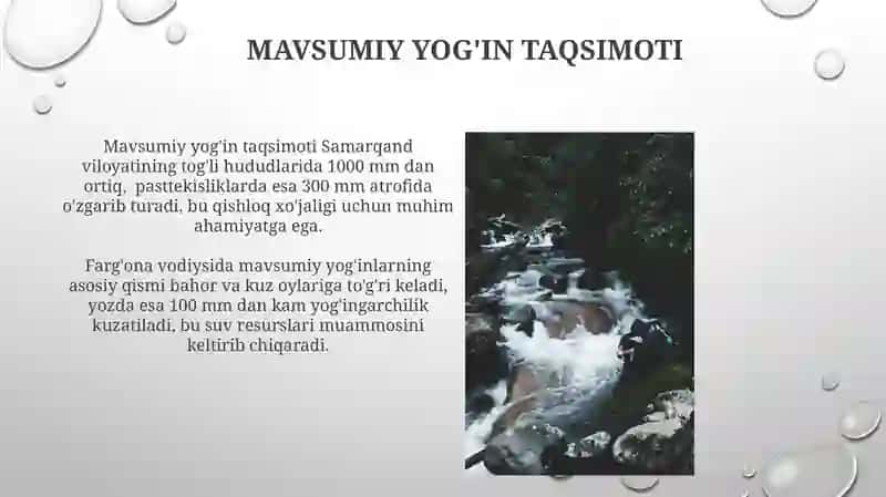 Mavsumiy yog'in taqsimoti 3