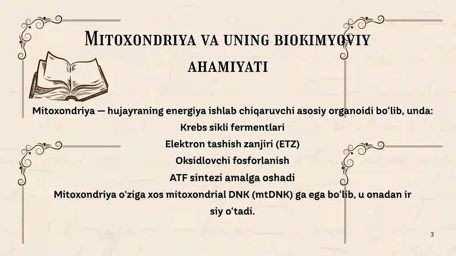 MITOXONDRIYA KASALLIKLAR. GIPOENERGETIK HOLATLARI 3