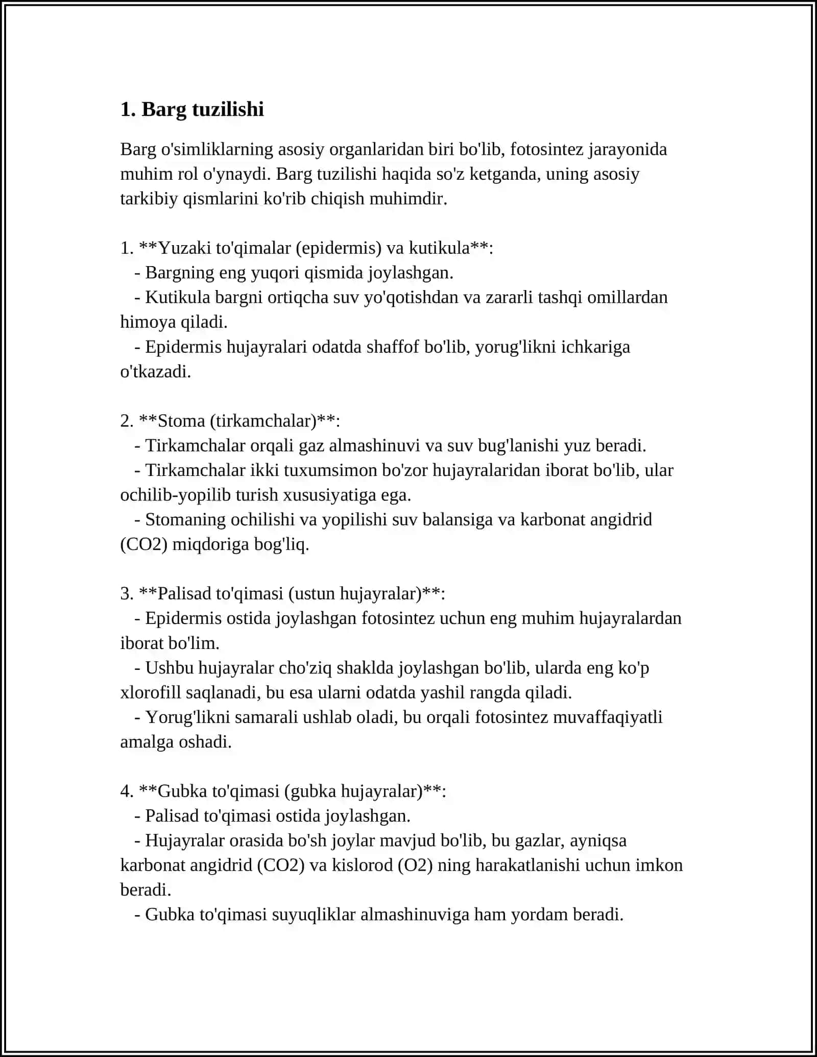 Barg va uning morfologik tuzilishi, tomirlanishi va vazifalari 3