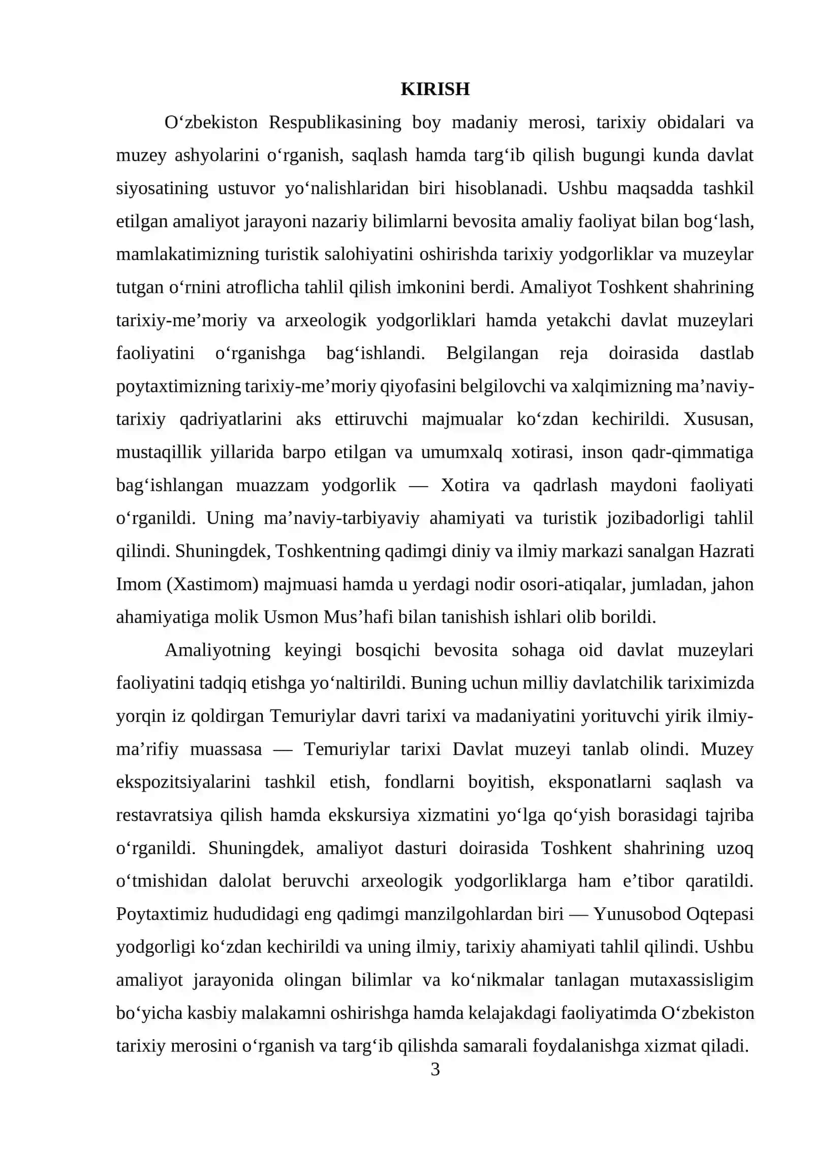 ARXEOLOGIK VA ETNOGRAFIK TANISHUV AMALIYOT HISOBOTI 3