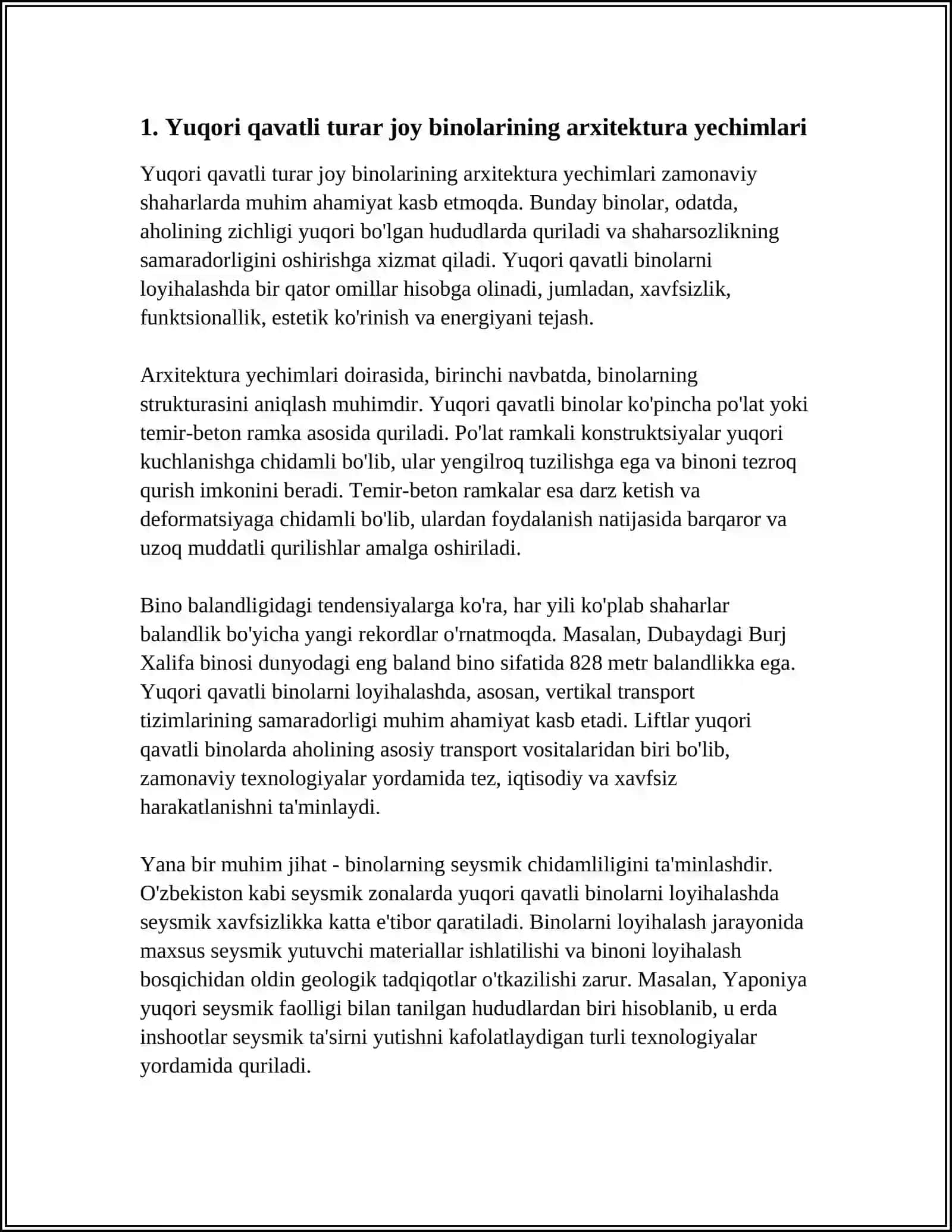 YUQORI QAVATLI TURAR JOY BINOLARINI LOYIHALASH 3
