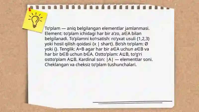 Toʻplamlar va ular ustida amallar 3