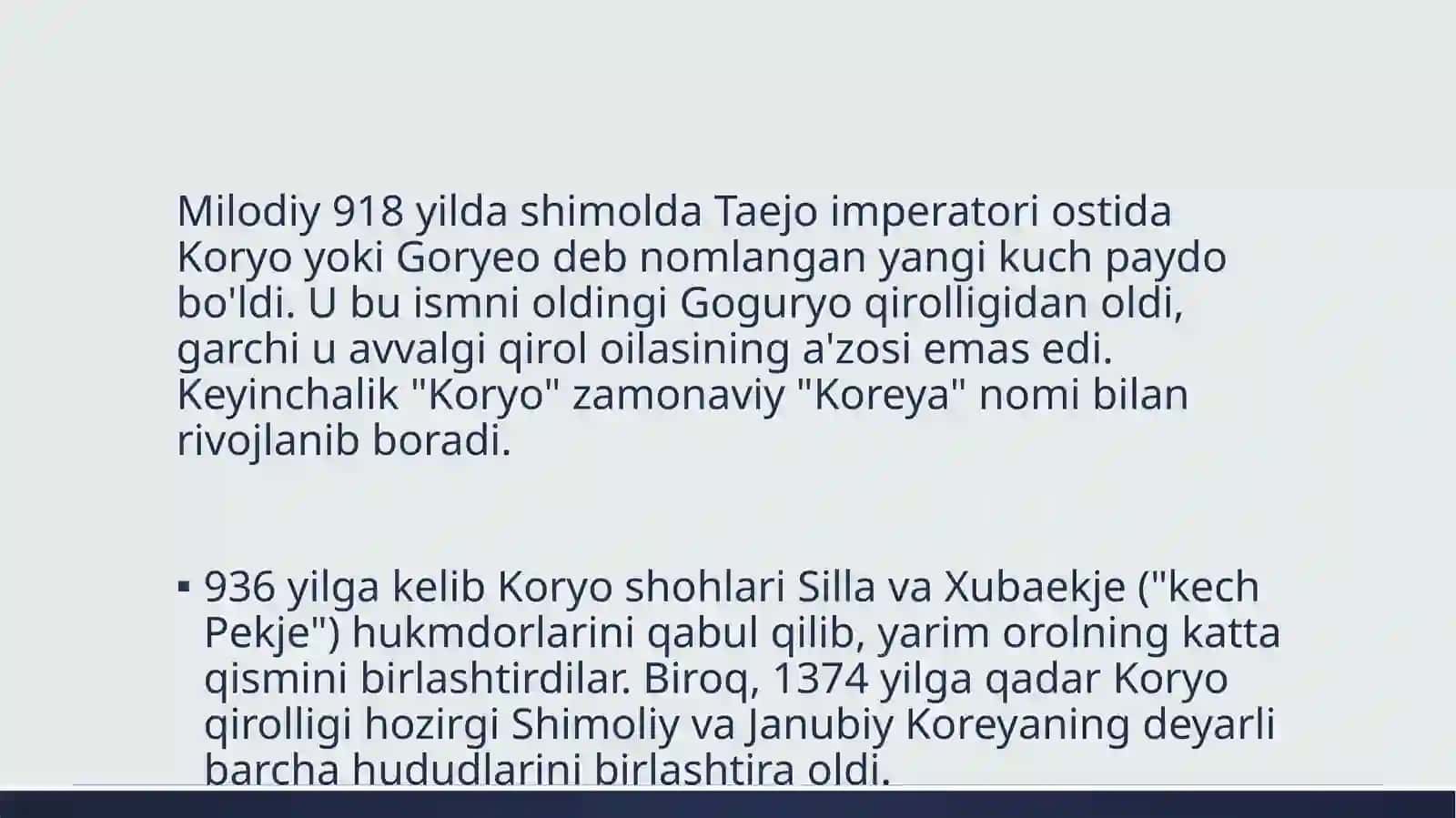 KOREYA TARIXI: KORYO QIROLLIGI 3