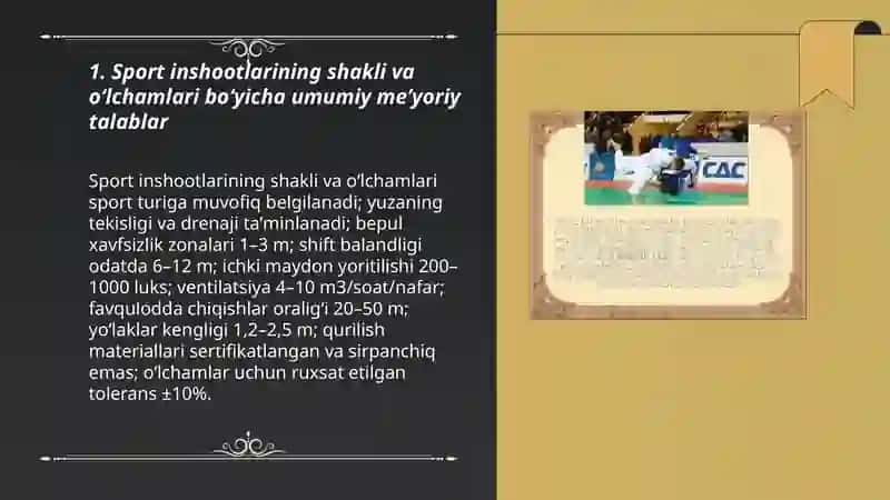 Sport inshootlarining shakli va oʻlchamlari 3
