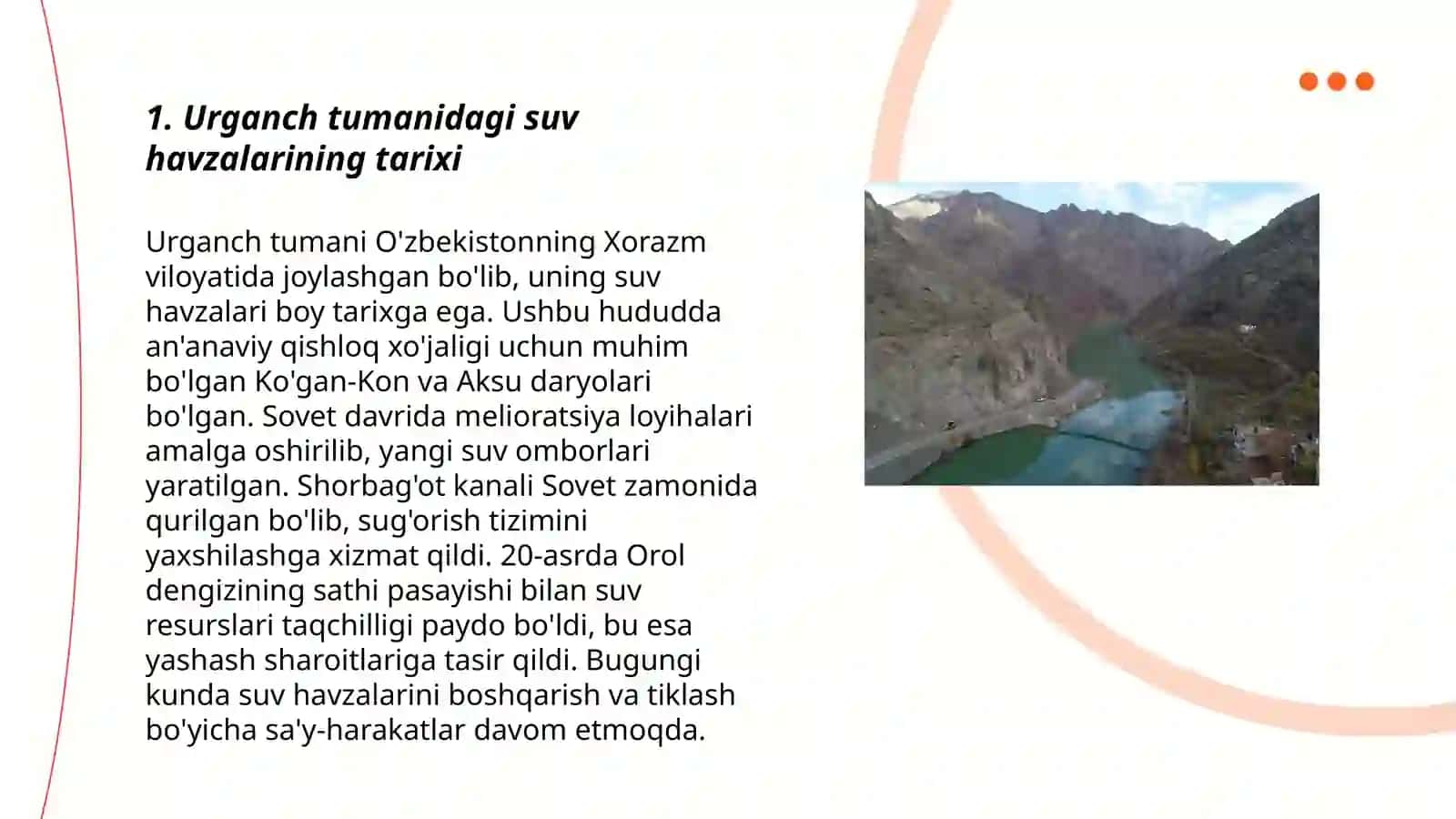 Urganch tumanidagi suv havzalarini o'rganish 3