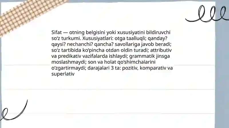 SIFAT SO‘Z TURKUMI 3