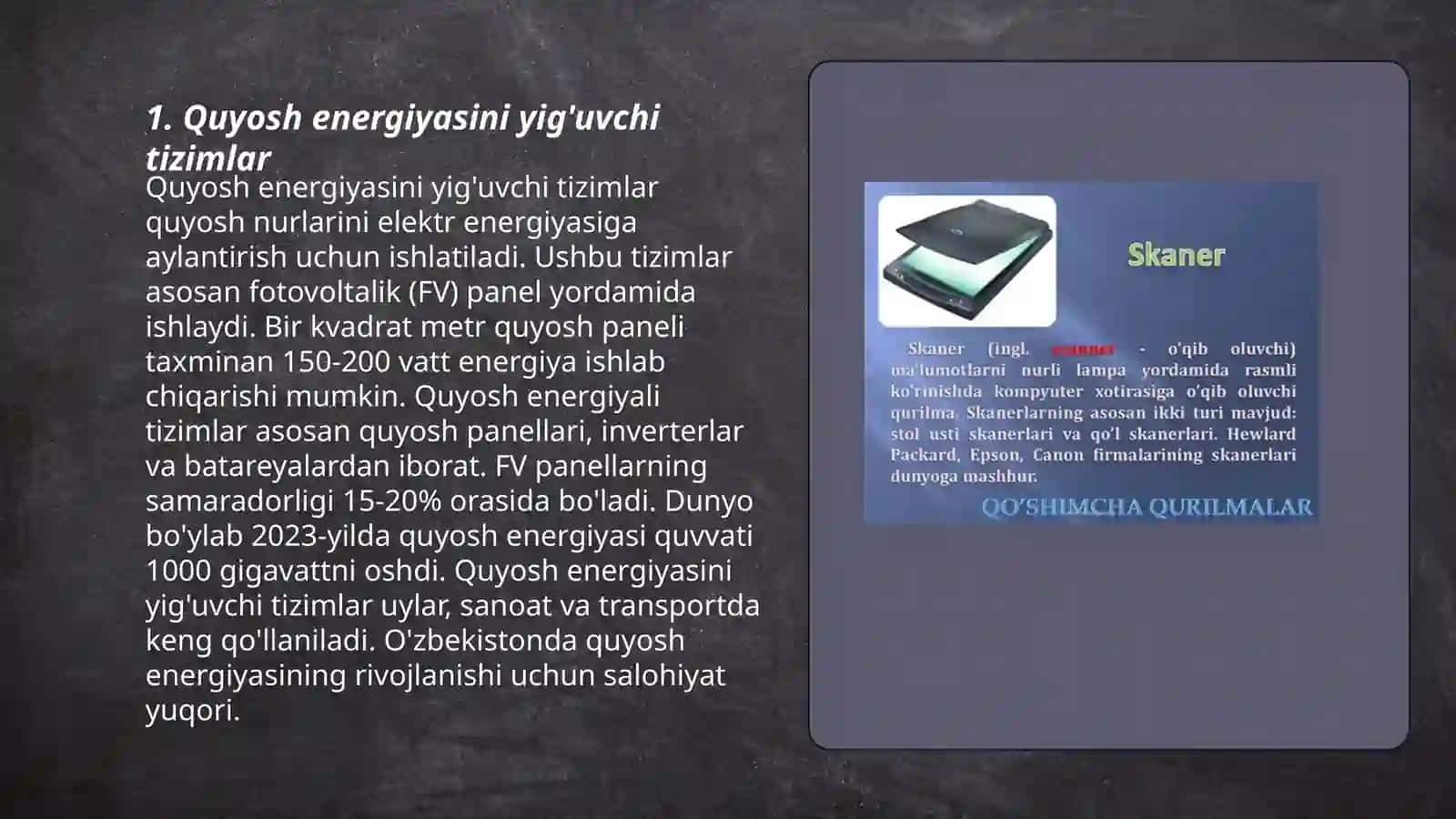 Quyosh energiyasini yig'uvchi tizimlar 3
