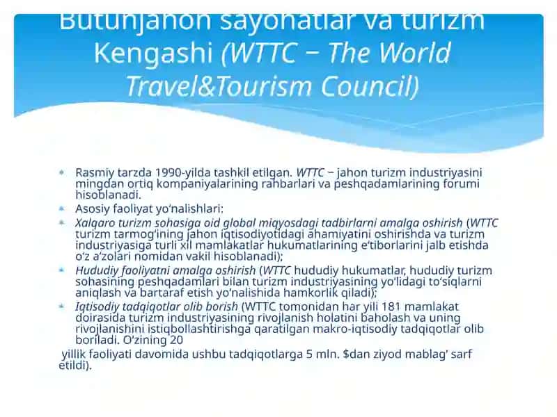 Xalqaro Turizm Tashkilotlari 3