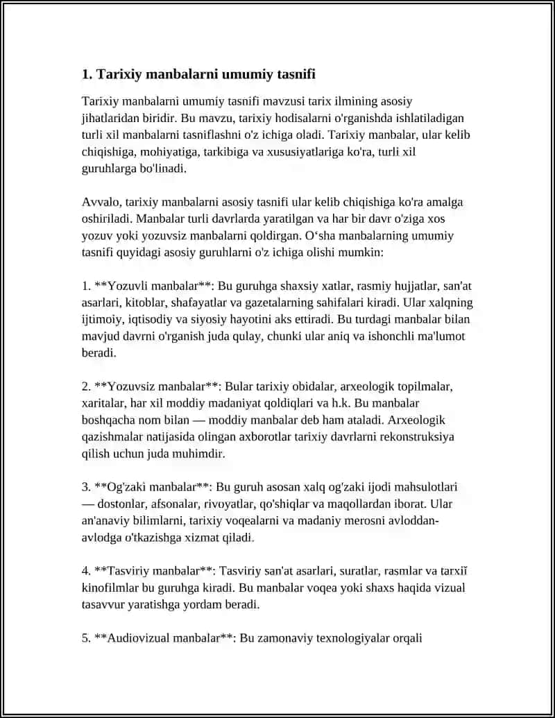 TARIXIY MANBALARNI TURKUMLASH 3