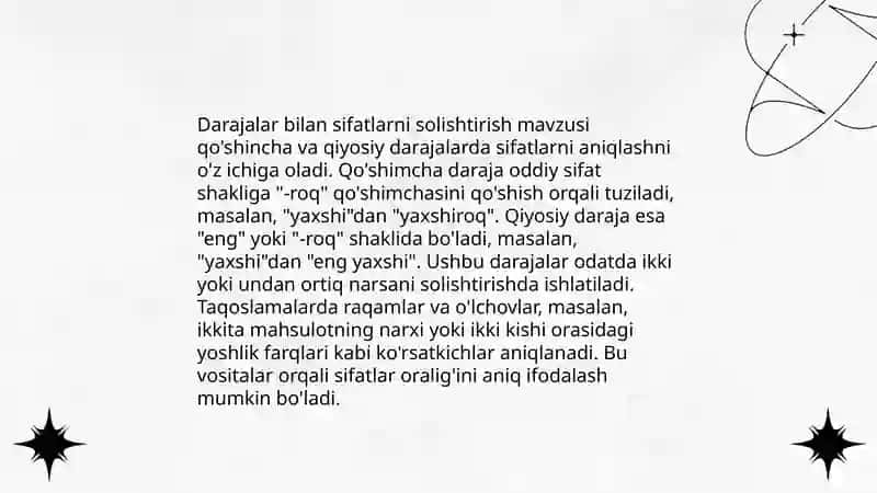 Darajalar bilan sifatlarni solishtirish 3