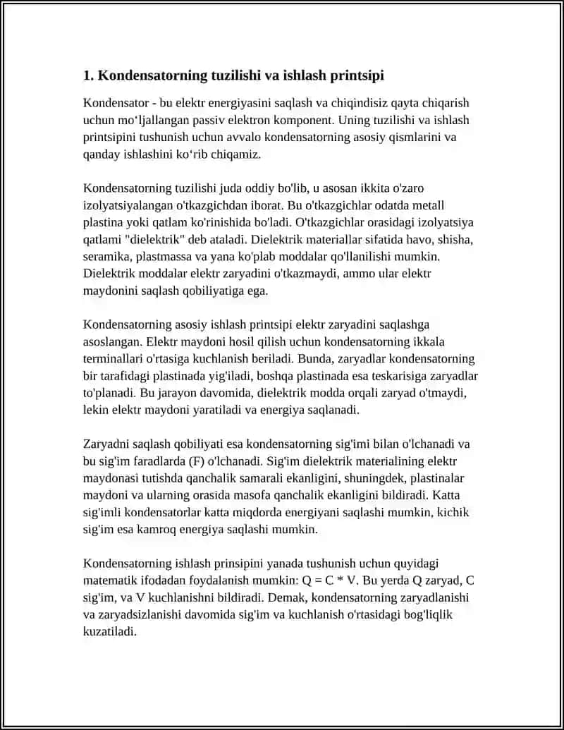 KONDENSATORLAR VA ULARNING ULANILISHI 3