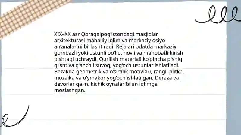 Qoraqalpog‘istondagi XIX XX asrdagi masjid va madrasalar 3