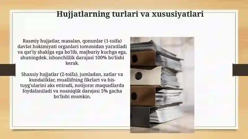 Hujjatlarning turlari va xususiyatlari 3