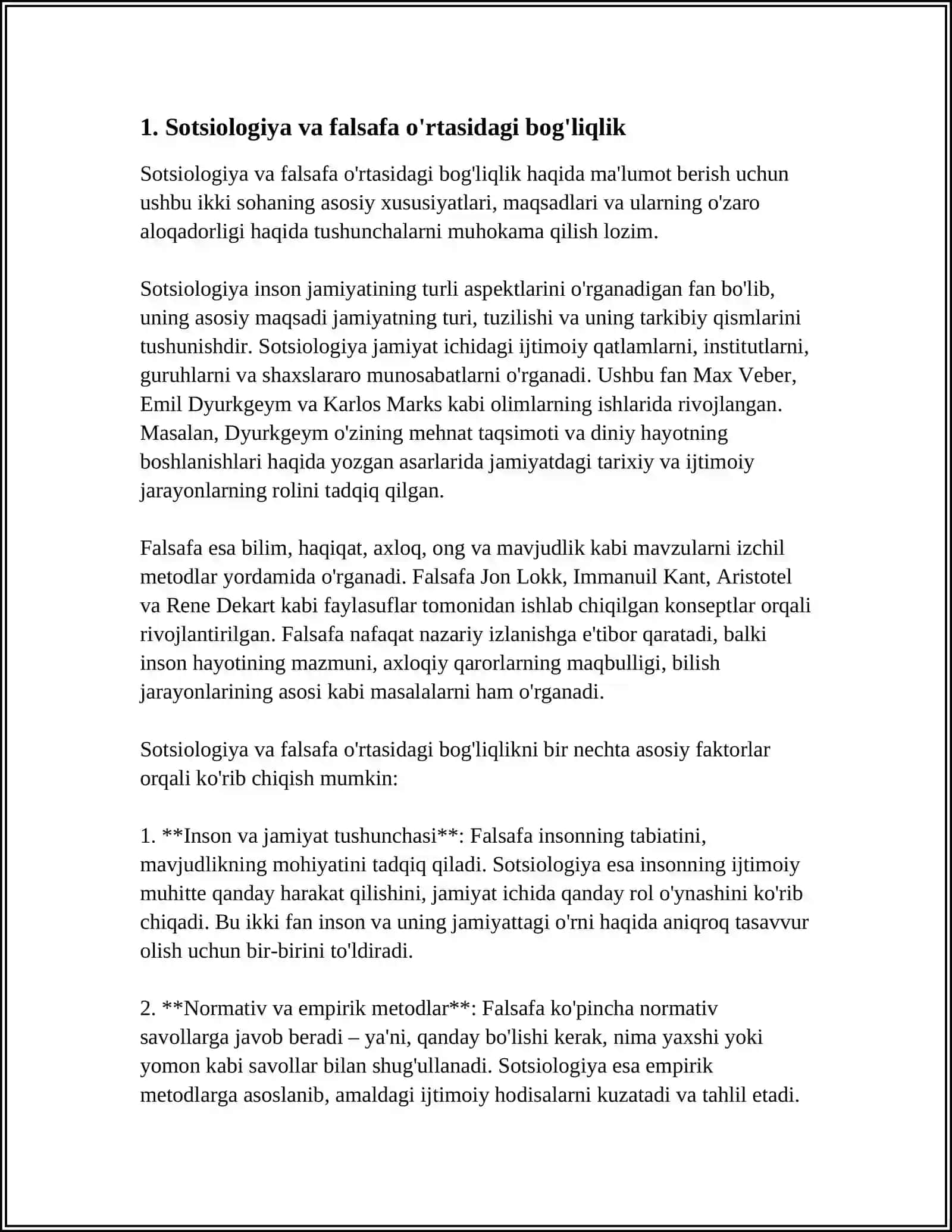 Sotsiologiya va falsafa o'rtasidagi bog'liqlik 3