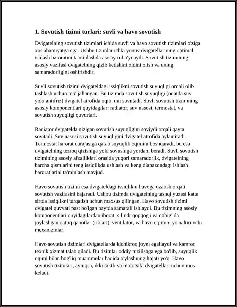 DVIGATELNING SOVUTIZ TIZIMLARI 3
