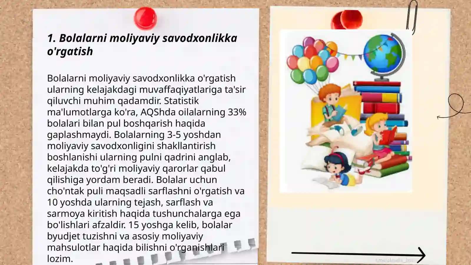 Bolalarni moliyaviy savodxonlikka o'rgatish 3