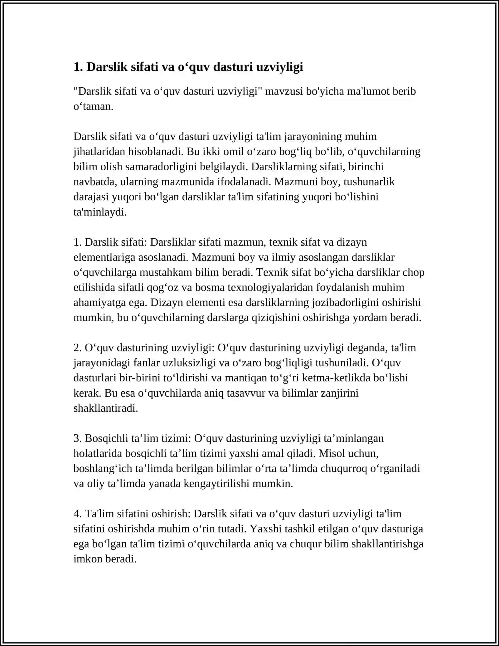 DARSLIK. DTS VA ÕQUV DASTURI UZVIYLIGINI TA'MINLASH YULLARI 3