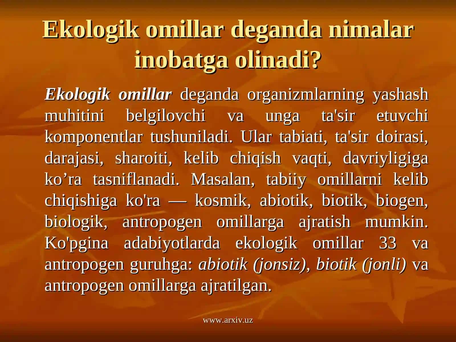 Ekologiya va Kimyo 3