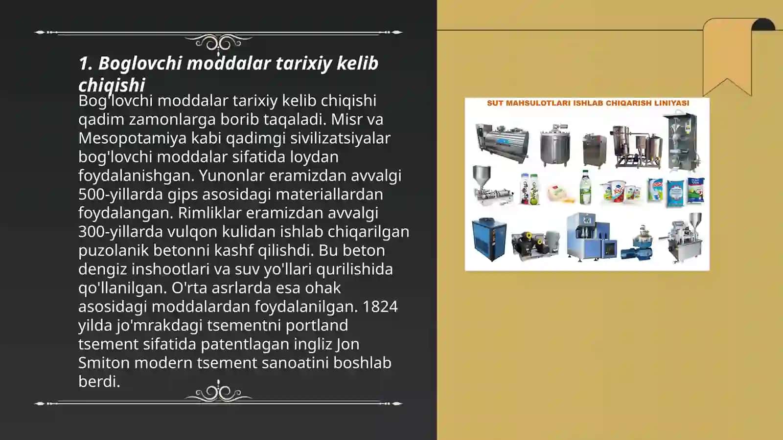 Boglovchi moddalar ishlab chiqarishning rivojlanish tarixi 3
