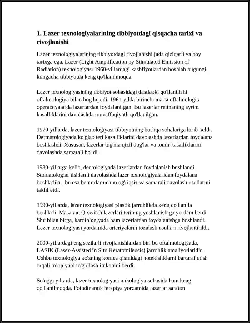 LAZERNING TIBBIYOTDA QOʻLLANISHI 3
