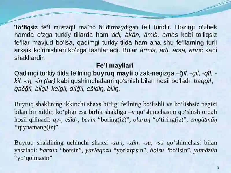 QADIMGI TURKIY TILDA FE’LSOʻZTURKUMI 3