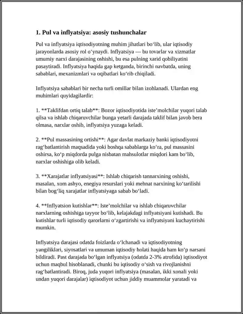Pul va Inflyatsiya 3
