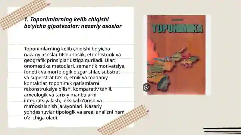 Toponimlarning kelib chiqishi bo'yicha gipotezalarni shakllanishi 3