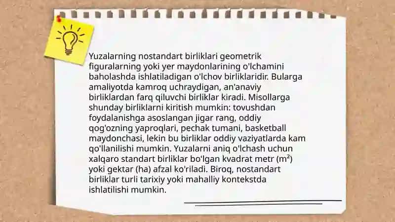 Yuzalarning nostandart birliklari 3