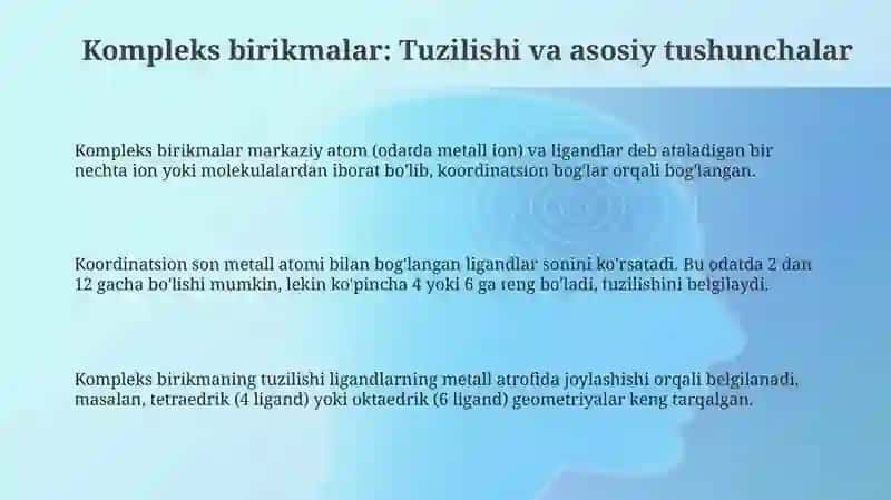 Kompleks birikmalar.Biokompleks birikmalar 3
