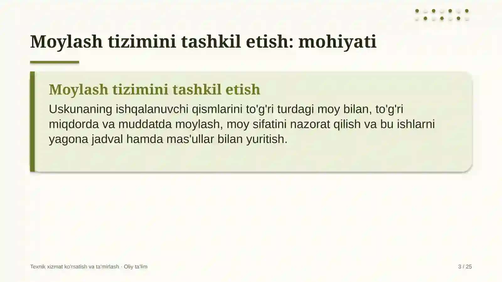 Ko'chatchilik xo'jaliklarida moylash tizimini tashkil etish 3
