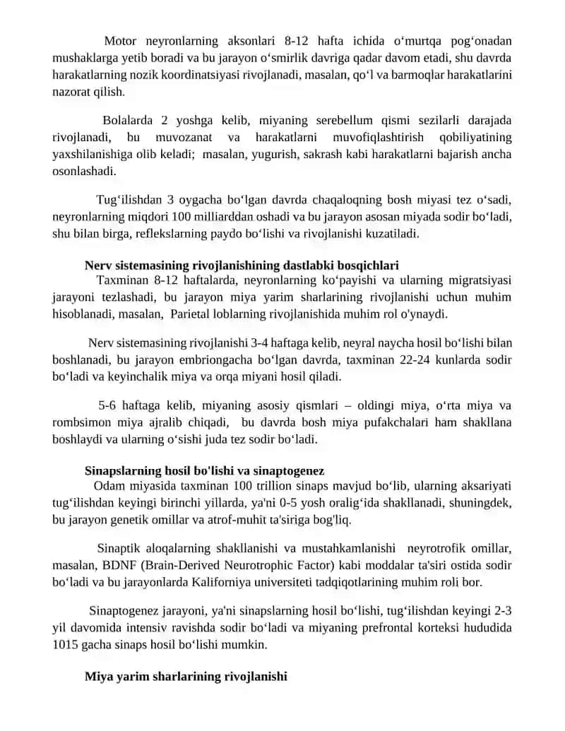 Asab tizimining ontogenezi 3