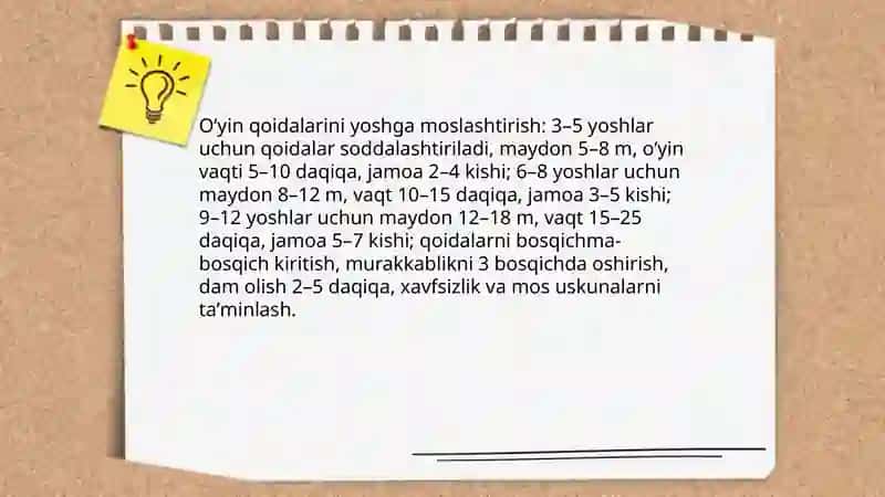 O‘yin qoidalarini yoshga moslashtirish usullari 3