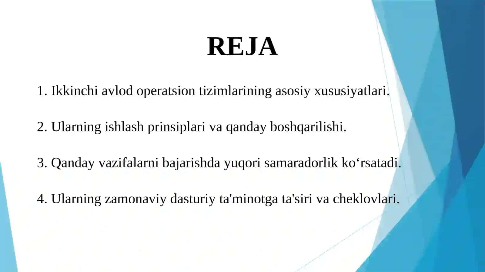 Ikkinchi avlod operatsion tizimlarining xususiyatlari 3