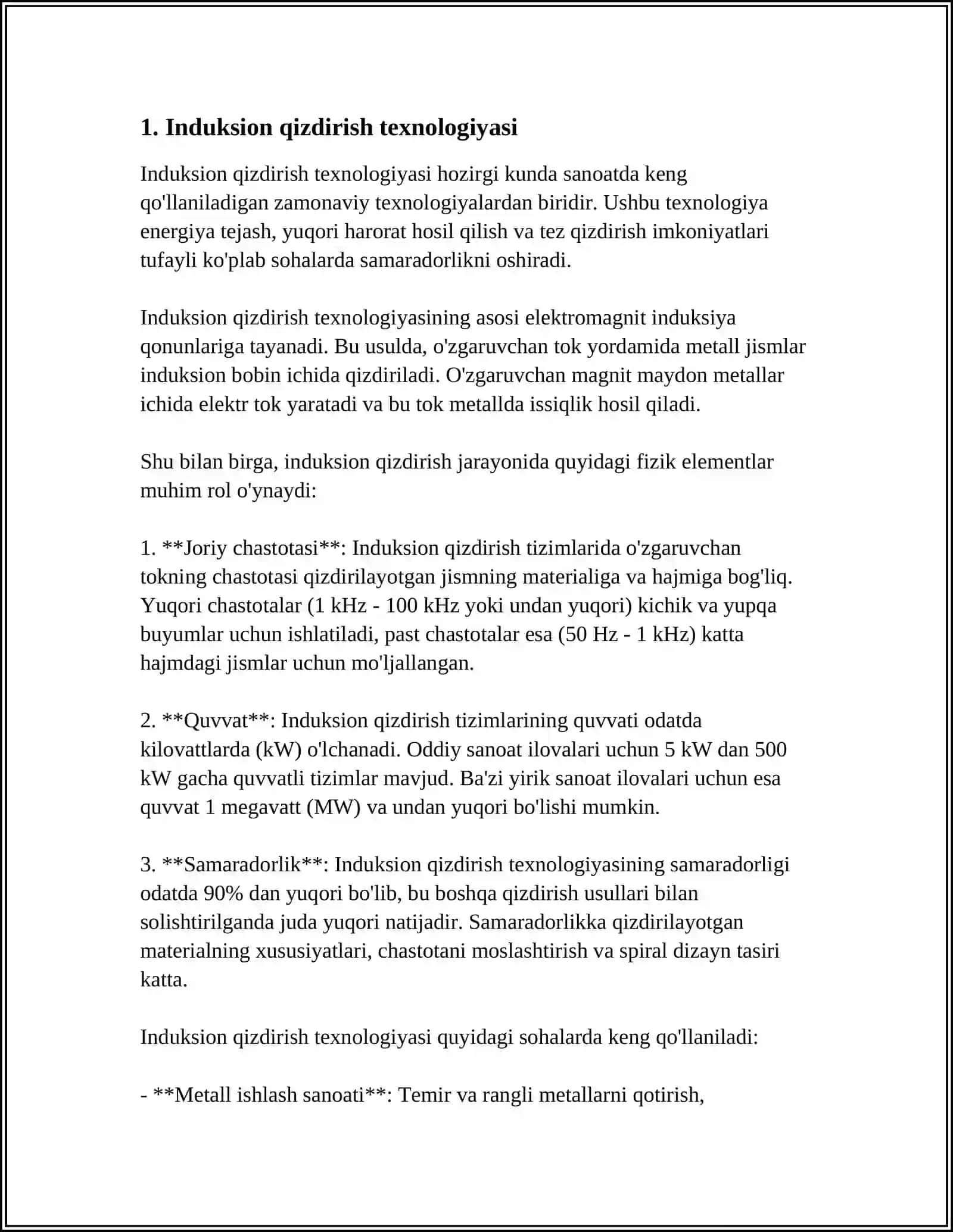 TERMIK ISHLOV BERISH UCHUN INDUKSON QIZDIRIW 3
