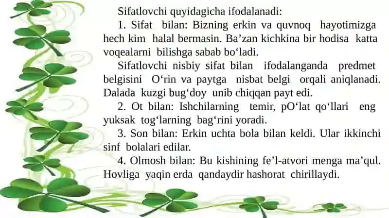 Aniqlоvchi ta’rifi va tasnifi 3