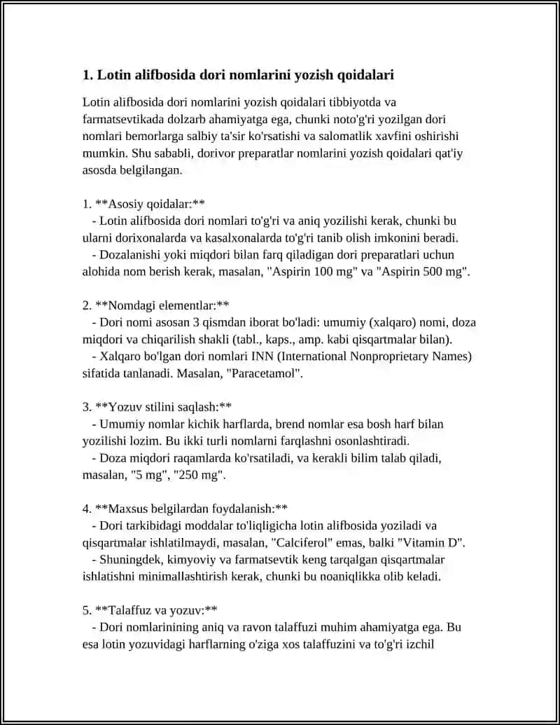 LOTIN TILI RETSEPT YOZISH QOIDALARI 3