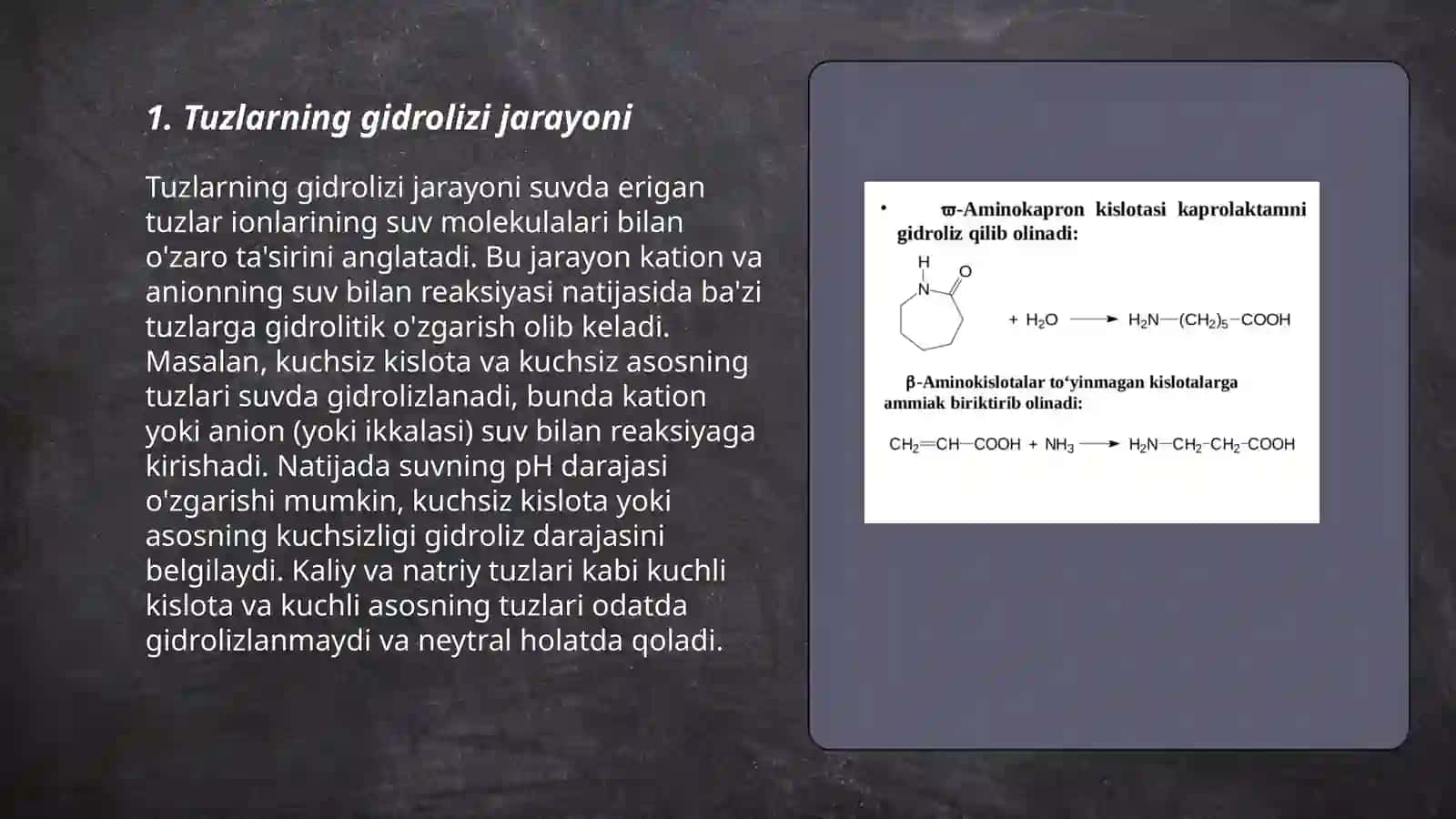Tuzlarning gidrolizi va ularning ahamiyati 3