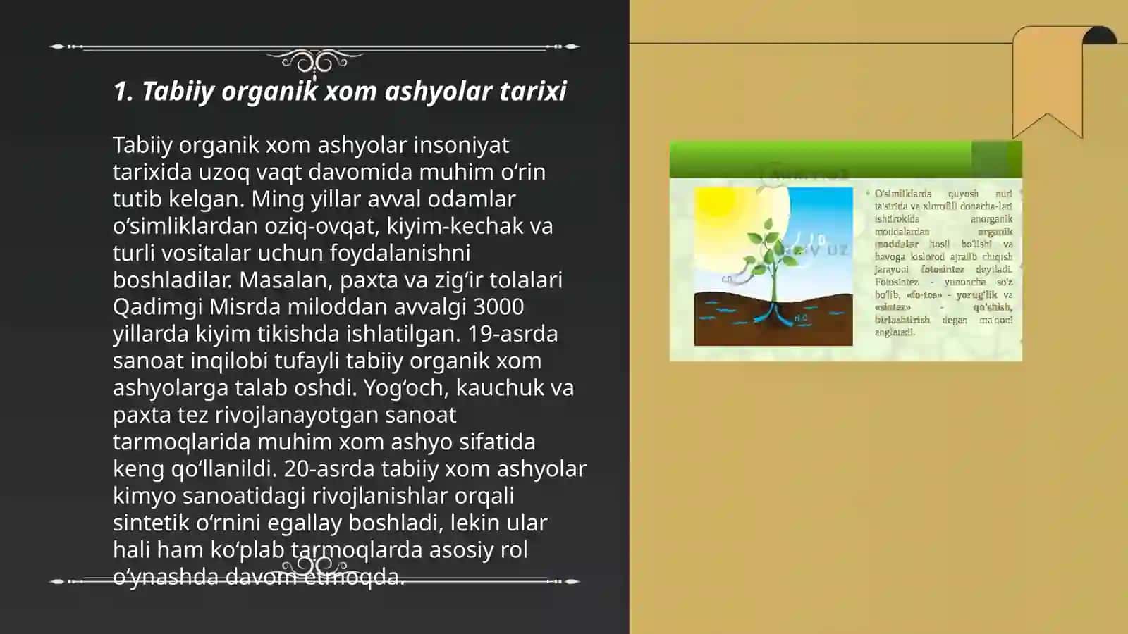 Tabiiy organik xom ashyolar tarixi 3