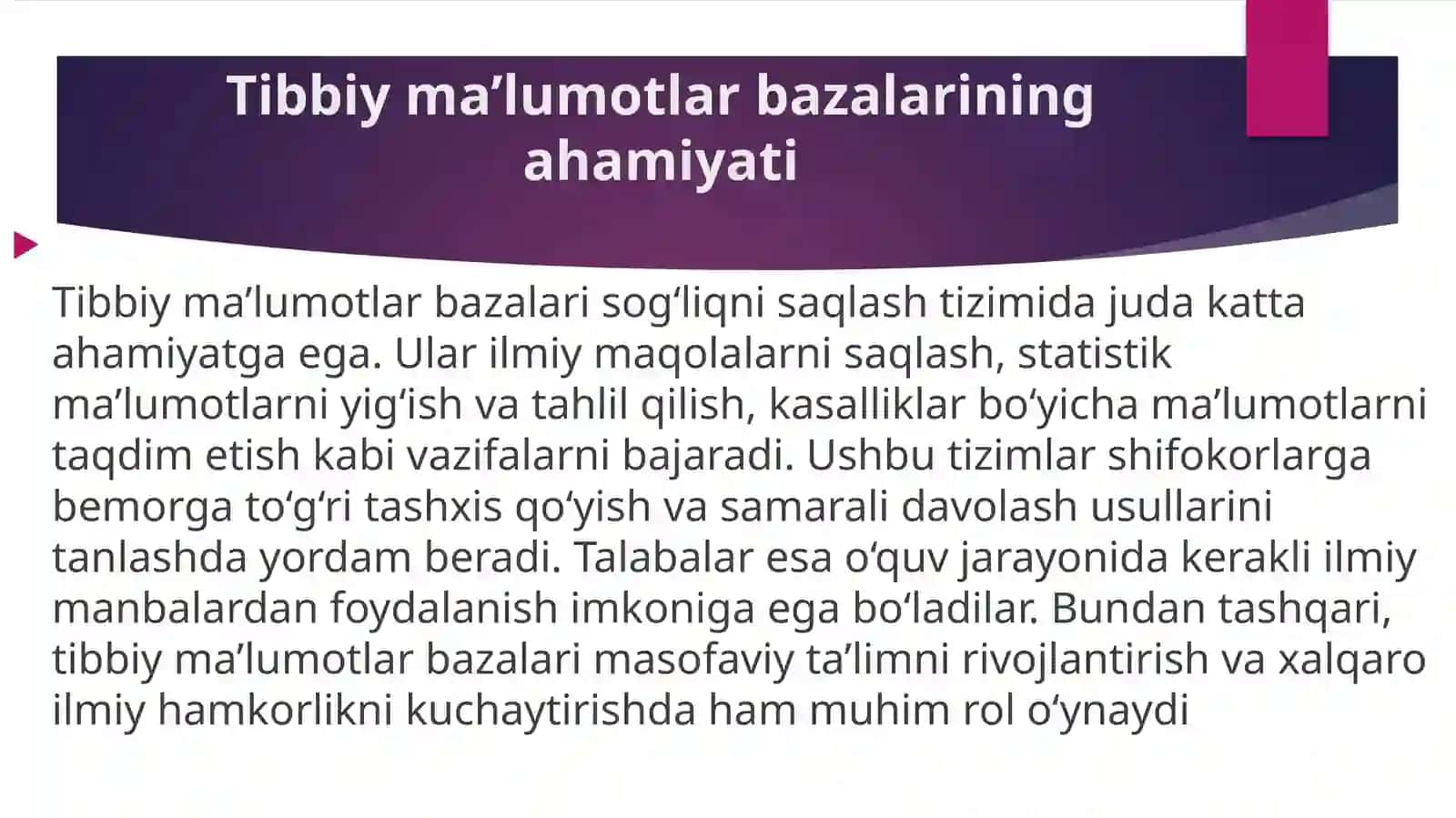 Tibbiy ma’lumotlar bazalarigaonlinekirish 3