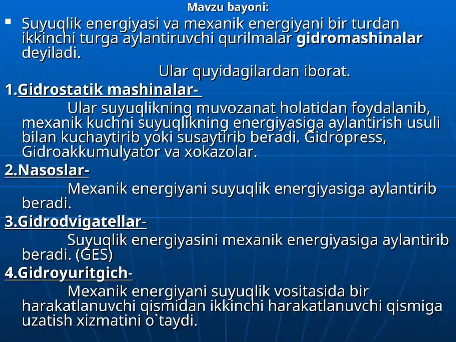 Gidravlik mashinalar. Nasoslar, tuzilishi va ularning parametrlari 3