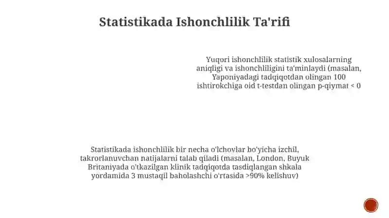 Statistikada Ishonchlilik Ta'rifi 3