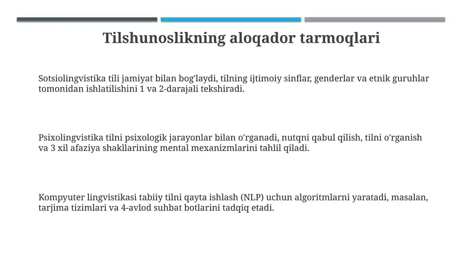 Tilshunoslikning yondosh yo'nalishlari 3