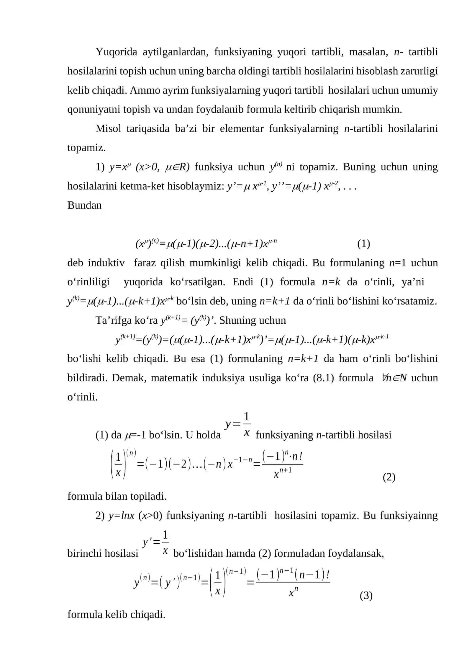 Yuqori Tartibli Hosilalar 3