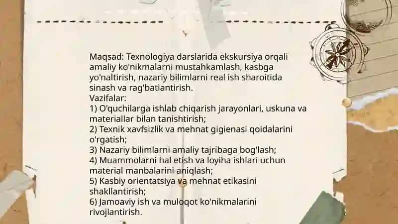 Texnologiya darslarida ekskursiyalarni tashkil etish 3