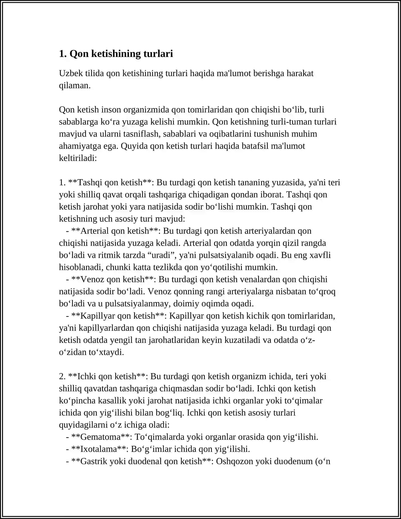 QON KETISHI TO'XTATISH USULI 3