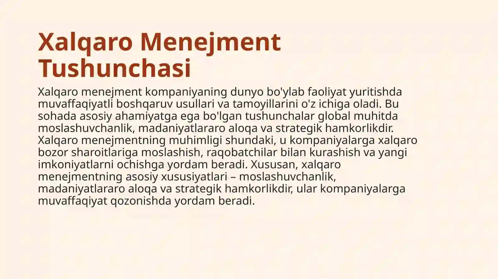 Xalqaro menejmentning o‘ziga xos xususiyatlari 3