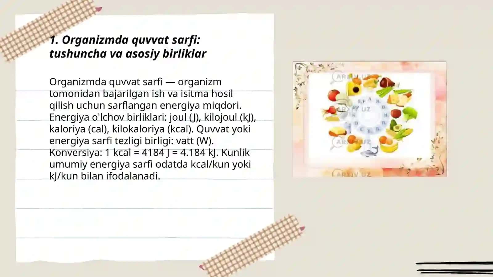 Organizmda quvvat sarflanishini aniqlash 3