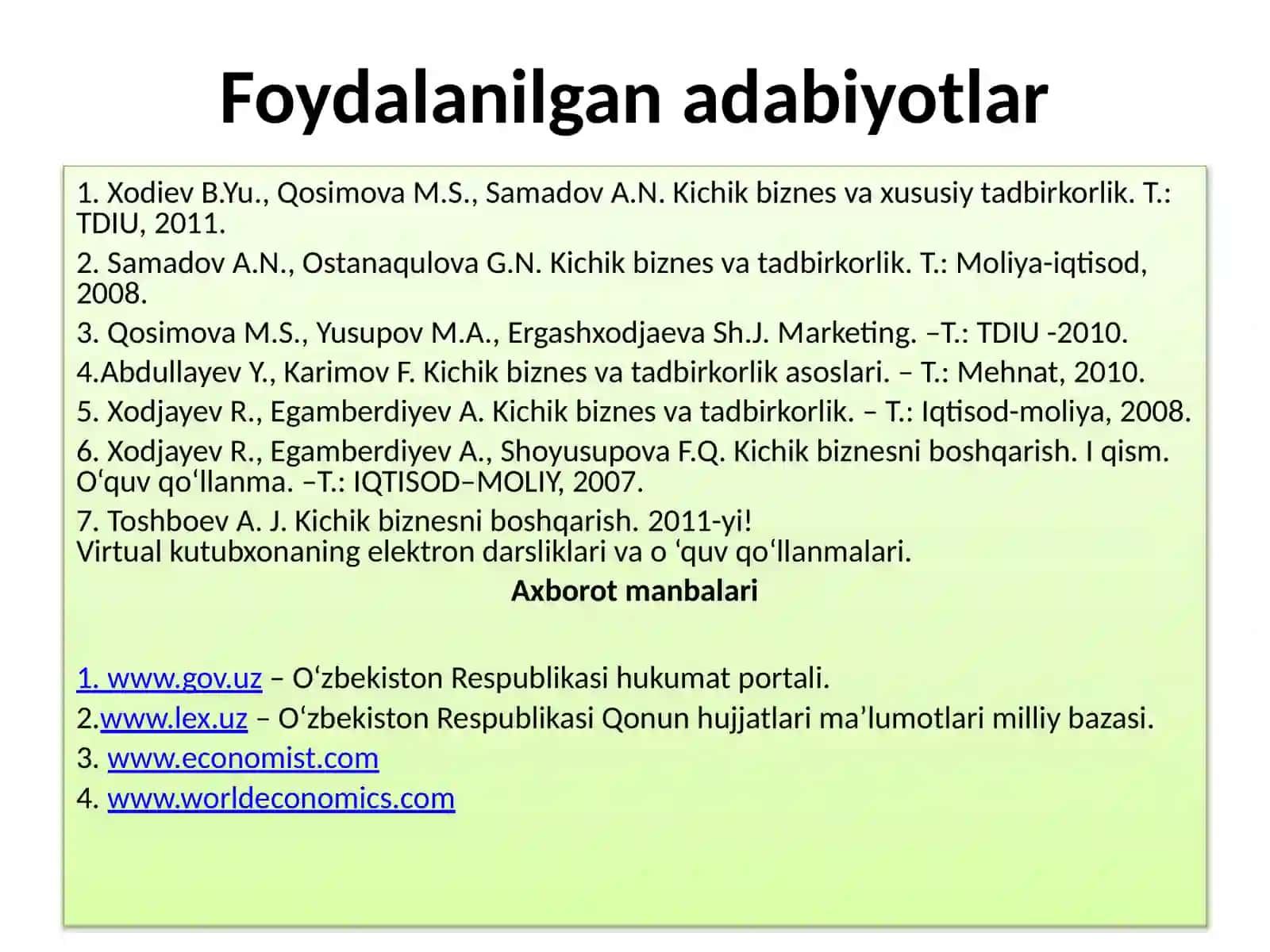 Kichik biznes va tadbirkorlik 3